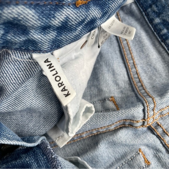 GRLFRND | Karolina High-Rise Light Wash Distressed Jeans Part Time Love Raw Hem - Picture 7 of 14